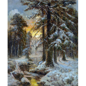 РЕПРОДУКЦИИ НА КАРТИНИ Залез в зимната гора (1902)